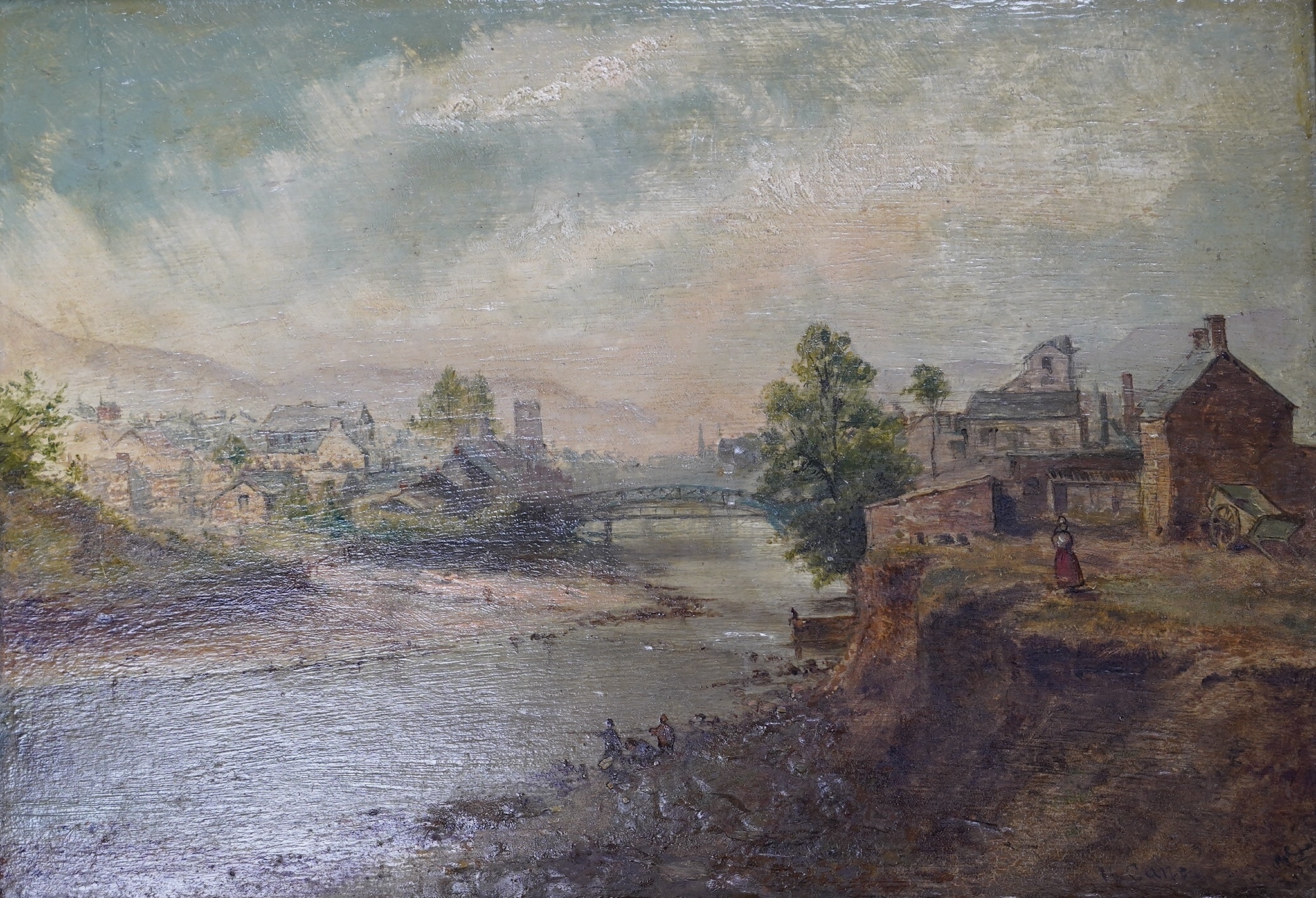 H. Cane (19th/20th. C), oil on board, ‘Merthyr Tydfil’, signed, inscribed verso, 25 x 36cm. Condition - poor to fair, paint bubbling